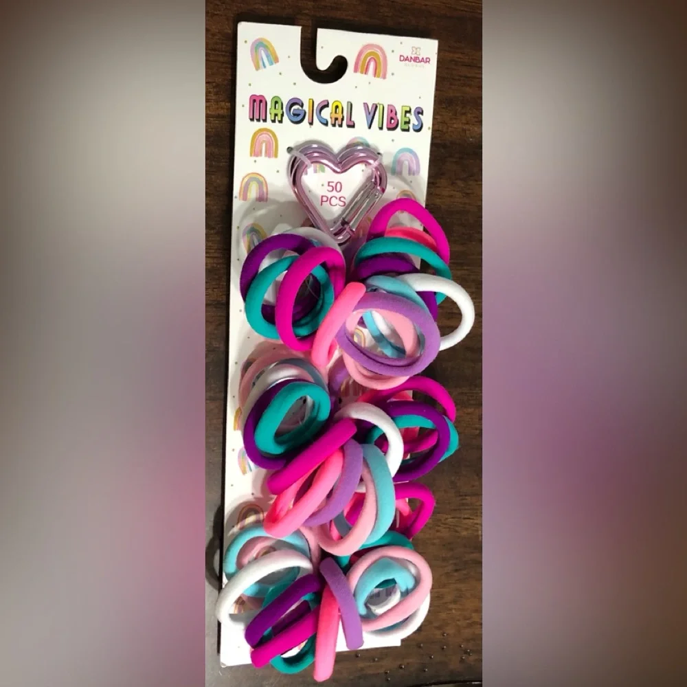 50 PCS hair scrunchies/two purple metal heart key holder.